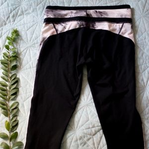 XS Fabletics Capris Black with Floral Detail
